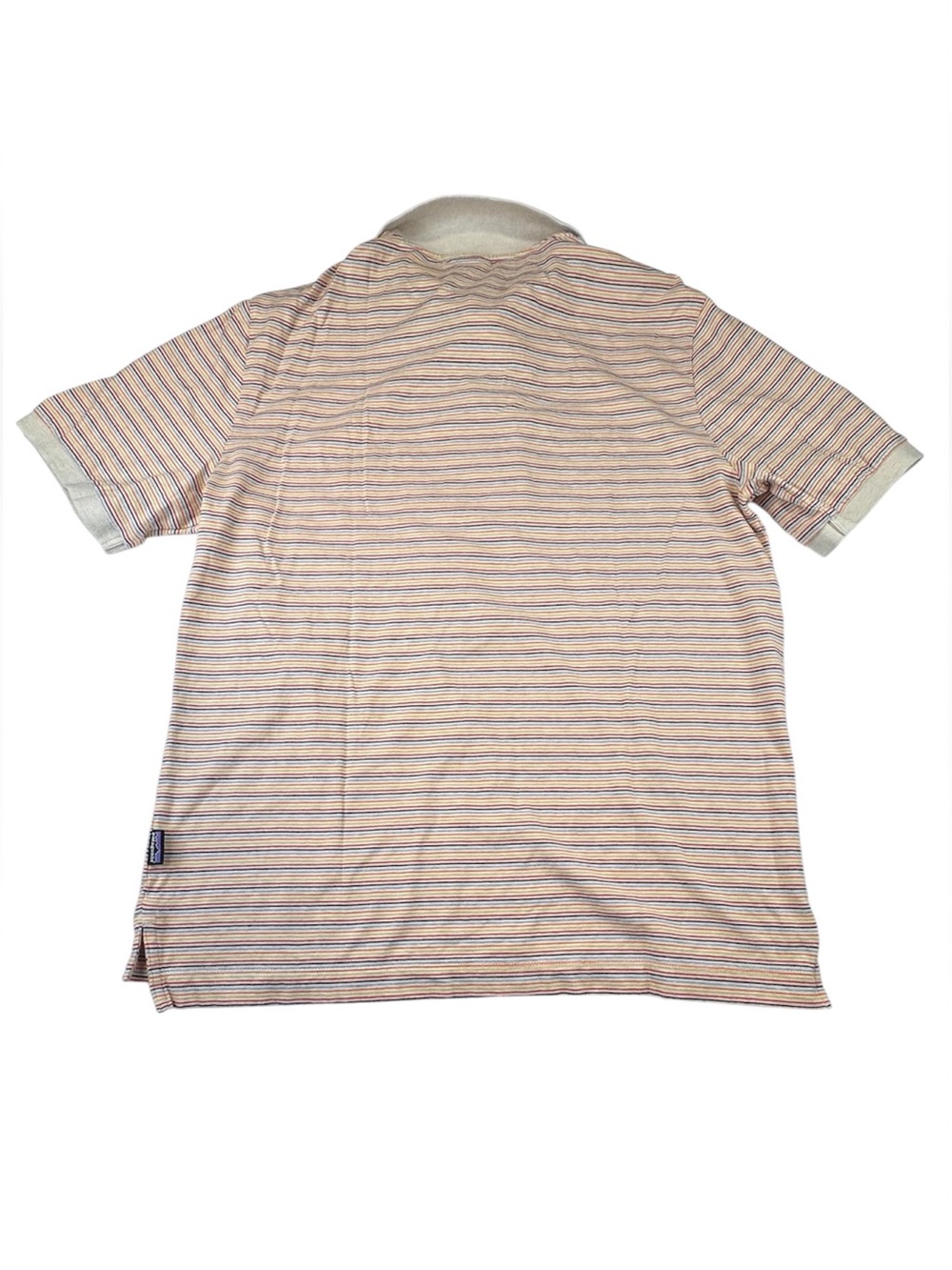 Patagonia Polo Men Small Beige Multicolored Striped Short Sleeve Hiking Outdoor - Picture 3 of 10